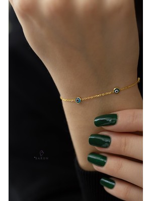 By Barun Nazar Göz Boncuklu Gümüş Zincir Bileklik