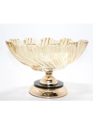 Uslucan Alışveriş Lüks Ayaklı Kristal Cam Gondol Sunumluk Gold Detaylı