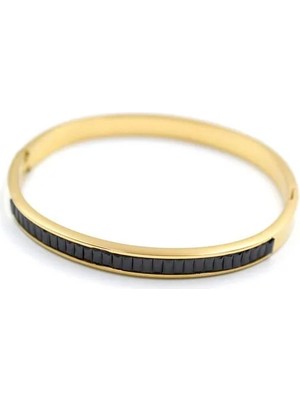 Baget Taşlı Bilezik - Siyah