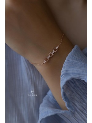 By Barun Kare Model Beyaz Taşlı 925 Ayar Gümüş Bileklik