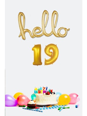 Feyza Design 19 Yaş Doğum Günü Balonları Altın Folyo Balon