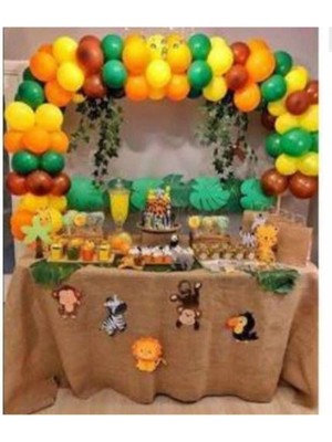 Feyza Design 50 Adet Metalik Balon ve 5 Metre Zincir Seti - Safari Temalı