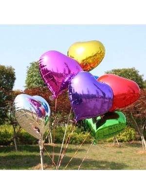 Feyza Design 40 cm Karışık Renk Bej Kalp Folyo Balon 10 Adet