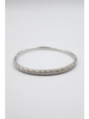 Taşlı Vip Bilezik - Gümüş