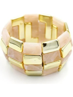 Lastikli Taşlı Bilezik - Pembe