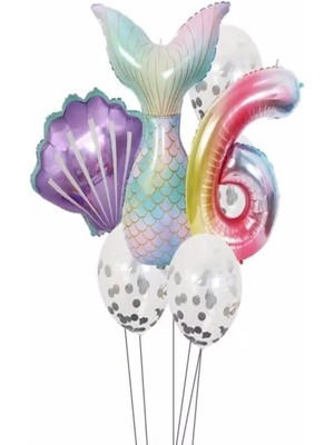 Feyza Design Mor Deniz Kızı Kuyrugu Balon Seti - Şişirilebilir Parti Malzemeleri