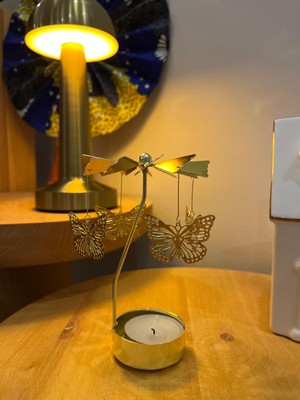 Serçe Kelebek Gold Dekoratif Isı Ile Dönen Mumluk