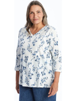 Lc Waikiki Yeni Sezon V Yaka Desenli Kadın Bluz