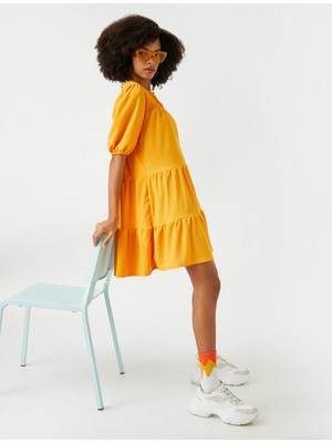 Koton Fırfırlı Midi Elbise