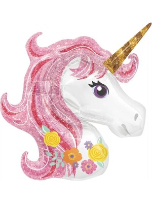 Feyza Design 50 cm Unicorn Temalı Beyaz Folyo Balon