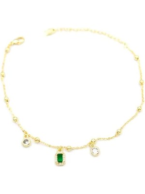 Renkli Taşlı Halhal - Yeşil