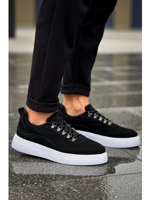 Roof Atelier Erkek Siyah Beyaz Süet Kalın Taban Spor Ayakkabı - 319 - Stamina Sbt