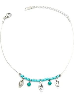 Boncuklu Yonca Halhal - Gümüş