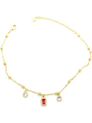 Renkli Taşlı Halhal - Kırmızı