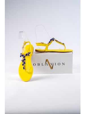 Oblavion Lavion Hakiki Deri Taşlı Kadın Sandalet