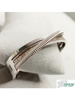 Tiptop Ticaret Çapraz Kuşaklı Gümüş Renk  Kelepçe Bileklik