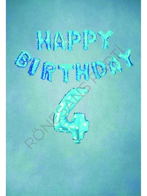 Feyza Design Mavi Puanlı Happy Birthday ve Rakam Folyo Balon Seti, Yaş 4
