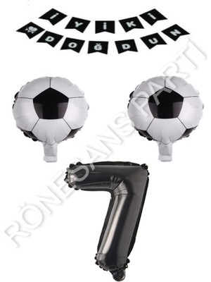 Feyza Design Futbol Topu ve Rakam Yıdız Doğdun Balon Seti - Yaş 7