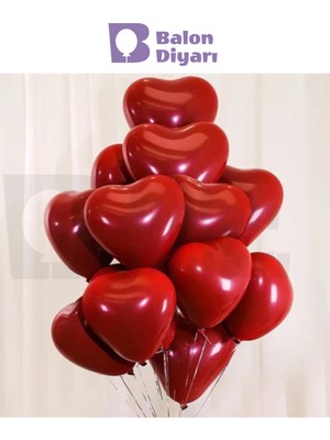 Feyza Design Kalp Şekilli Kırmızı Latex Balonlar - 25 Adet