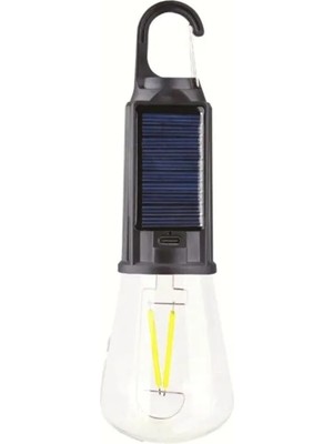 Usin USB Şarjlı + Güneş Enerjili Bahçe Balkon Teras Kamp Karavan Aydınlatması Lambası Solar LED Ampul
