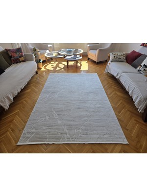 Elvey Home London Krem Bej Bambu Akrilik Yumuşak Modern Özel Kesim Ince Salon Koridor Oturma Odası Halısı