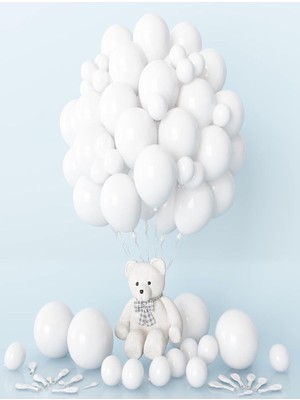Feyza Design 40 Adet Beyaz Renk Balon – Helyum Uyumlu, Kaliteli ve Dayanıklı