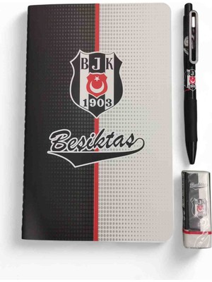 Twin Taraftar Versatil Kalem Silgi Bloknot Seti Kırtasiye 3 Lü Beşiktaş