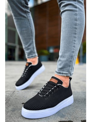 Roof Atelier Erkek Siyah Beyaz Triko Desenli Spor Ayakkabı - 413 - Tbt Crew