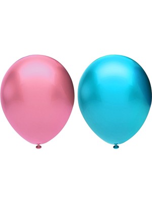 Feyza Design 30 Adet Metalik Balon Seti Pembe ve Koyu Mavi