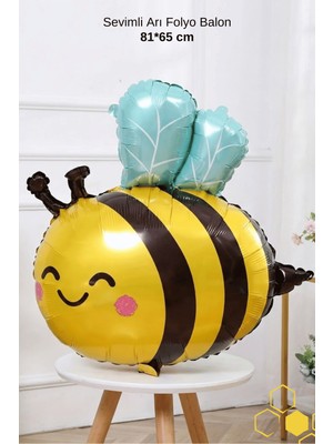 Feyza Design Sevimli Arı Folyo Balon 81X65 cm Sarı Siyah Büyük Boy Parti Süsü