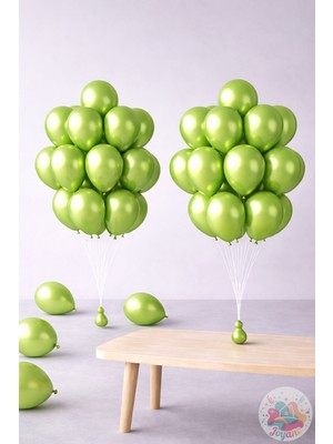 Feyza Design 20 Adet Metalik Yeşil 11'' Parti Balonu - 28CM