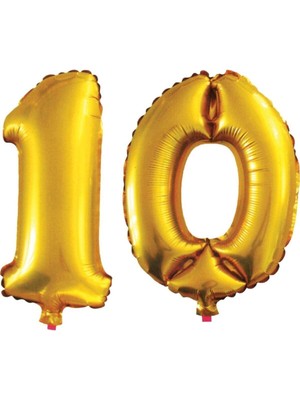 Feyza Design 10 Yaş Sayı Folyo Balon - Turuncu, 90 cm