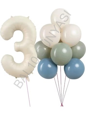 Feyza Design Ekru Rakam ve Balon Seti Yaş-3 Hobi & Eğlence