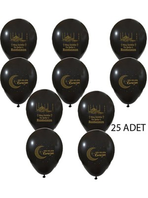 Feyza Design Hoş Geldin Ya Şehr-I Ramazan Yazılı Latex Balon 25 Adet Siyah Renk