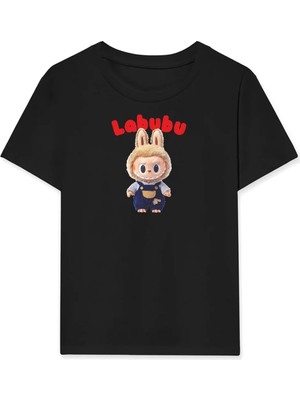 Kız Labubu Çocuk Baskılı T-Shirt - Beyaz