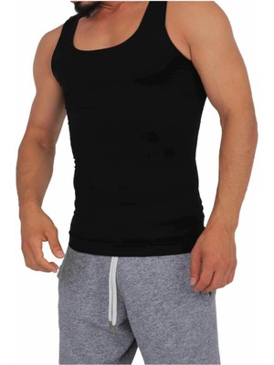 Feyza Design Erkek Korse Atlet - Siyah, Büyük Beden, Poliamid Karışımlı