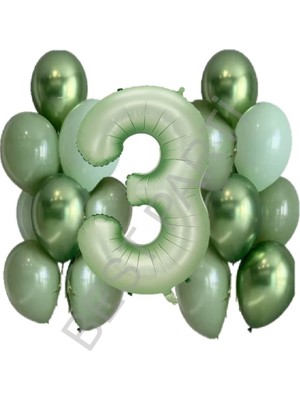 Feyza Design Su Yeşili Rakam ve Balon Seti Yaş 3