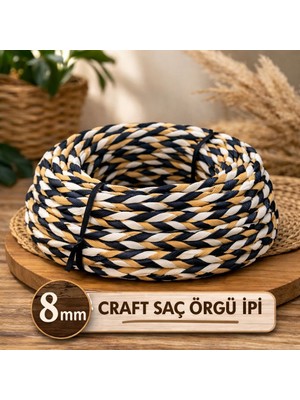 Mady Aksesuar Kraft Ip, Saç Örgü, Karışık Renk, Kahverengi, Siyah, Beyaz Renk, Çanta Sepet Örgü Ipi,  8mm 500 Gram