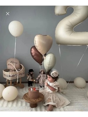 Feyza Design Krem Bej 1 Yaş Folyo Balon Seti - Parti Malzemeleri