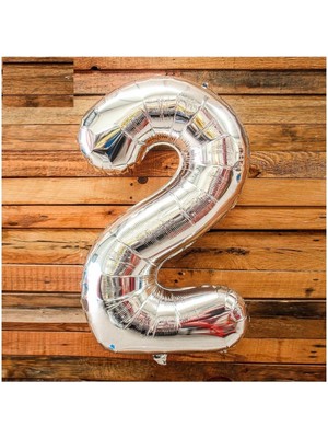 Feyza Design Gümüş Rakam Folyo Balon 100 cm - 2 Rakamı