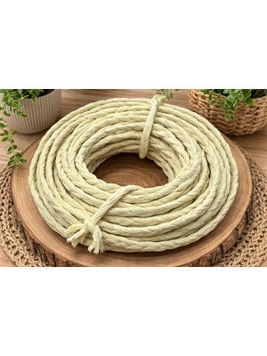 Mady Aksesuar Kraft Ip, Saç Örgü, Sarımsı Krem Rengi, Çanta Sepet Örgü Ipi,  8mm 500 Gram