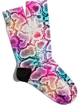 Eğlenceli Çorap Unisex  Rengarenk Motif Baskılı Çorap