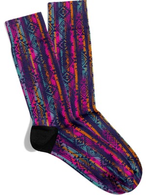 Eğlenceli Çorap Unisex Cool Geometrik Etnik Desen Baskılı Çorap