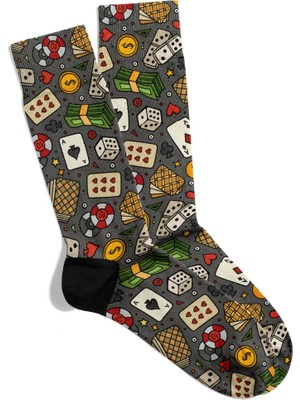 Eğlenceli Çorap Unisex Popart Egn Desen Baskılı Çorap