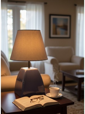 Seramik Hayalleri Dekoratif Dörtgen Konik Seramik Abajur  ABJ0031