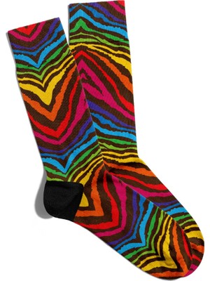 Eğlenceli Çorap Unisex  Renk Geçişi Baskılı Çorap