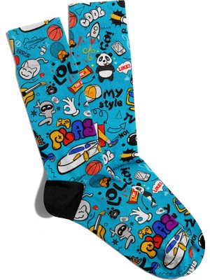 Eğlenceli Çorap Unisex  My Style Panda Lol  Baskılı Çorap