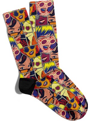 Eğlenceli Çorap Unisex  Cool Popart Summer Baskılı Çorap