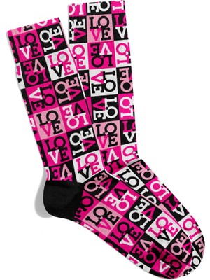 Eğlenceli Çorap  Unisex Love Love Ask Sevgi Desen Baskılı Çorap