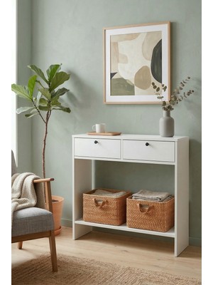 Robin Home Queen Dresuar Hol Antre 80 cm 2 Kapaklı Beyaz